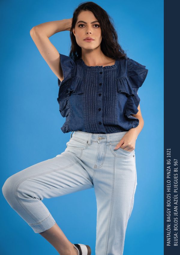 Blusa Bolos de Denim