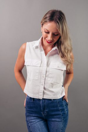 Blusa Manga Corta Bolsillos