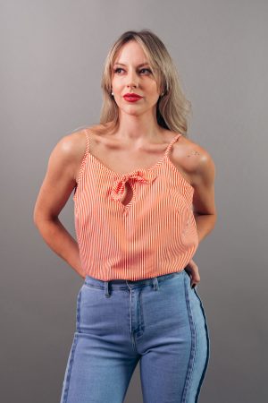 Blusa Lazo Tomate Rayas