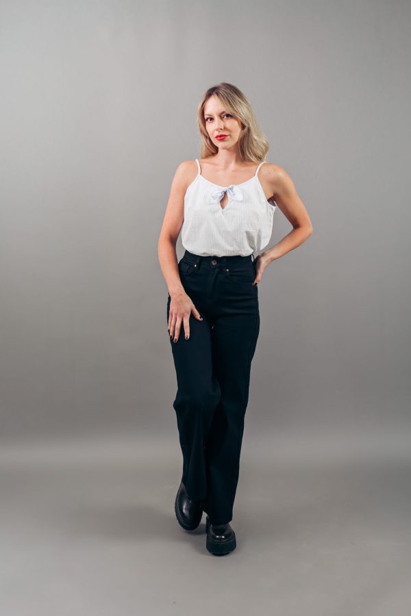 Blusa Lazo Celeste Rayas - Imagen 3