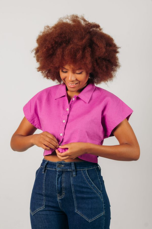 Blusa manga corta fucsia - Imagen 2