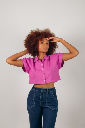 Blusa manga corta fucsia