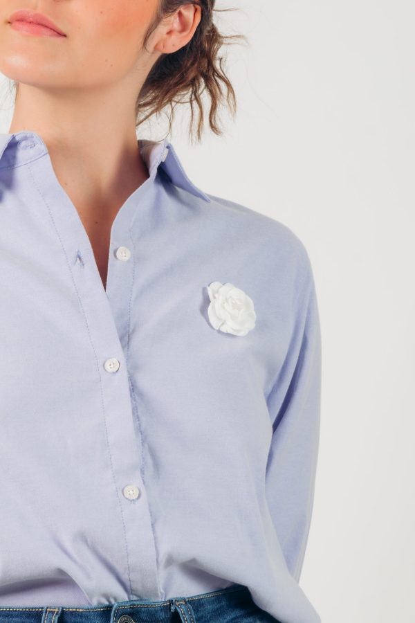 Camisa oxford celeste flor - Imagen 2