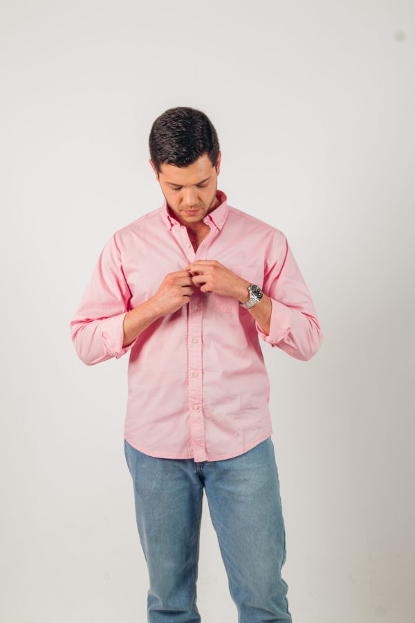 Camisa rosa manga larga - Imagen 3