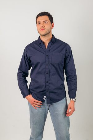 Camisa azul marino manga larga
