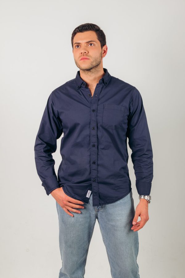 Camisa azul marino manga larga