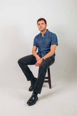Camisa denim azul manga corta