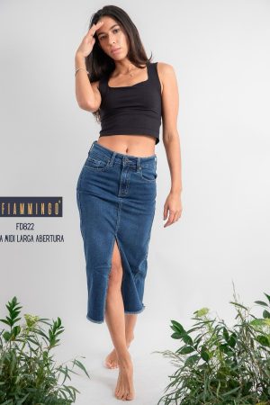 Falda MIDI larga abertura