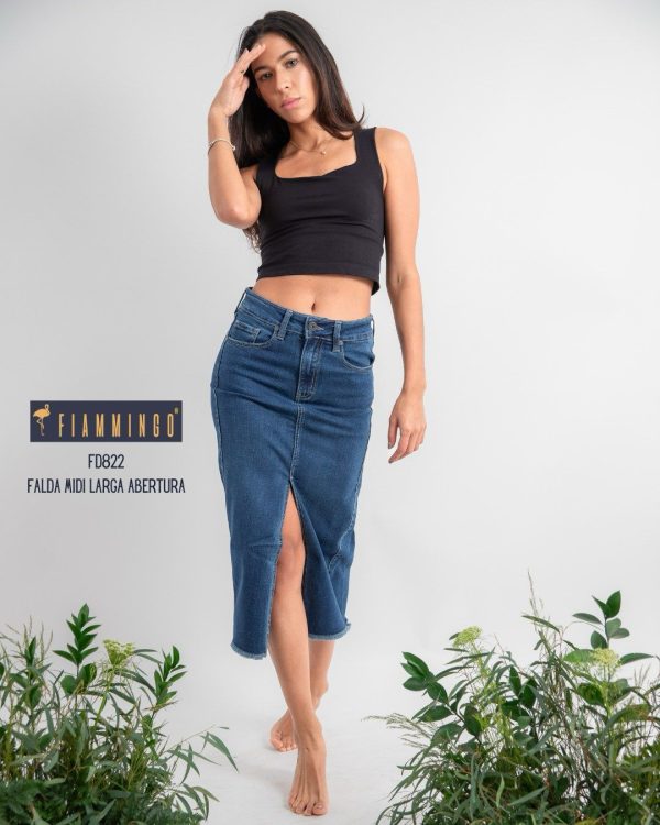Falda MIDI larga abertura