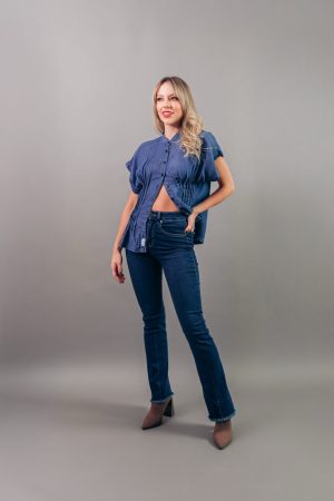 Blusa Denim Kimono